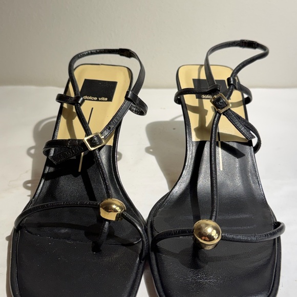 Like new Dolce Vita Black Strappy Heels with Gold Accents sz 7 - Picture 3 of 8